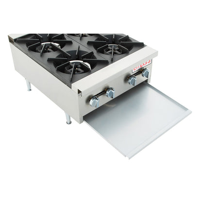 24" 4 Burner Commercial Gas Heavy Duty Countertop Hot Plate - 120,000 BTU