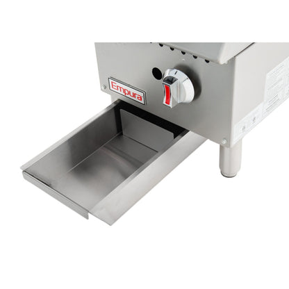 13" Heavy Duty Commercial Countertop Gas Griddle with Manual Controls - 30,000 BTU Griddle, Gas, Countertop Empura