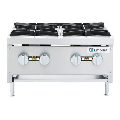 24" 4 Burner Commercial Gas Heavy Duty Countertop Hot Plate - 120,000 BTU Hotplate, Countertop, Gas Empura