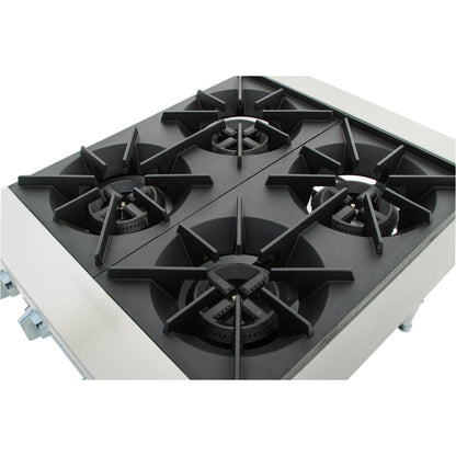 24" 4 Burner Commercial Gas Heavy Duty Countertop Hot Plate - 120,000 BTU Hotplate, Countertop, Gas Empura
