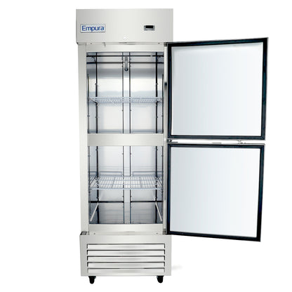 27" Commercial 1 Half Door Stainless Steel Reach-In Refrigerator