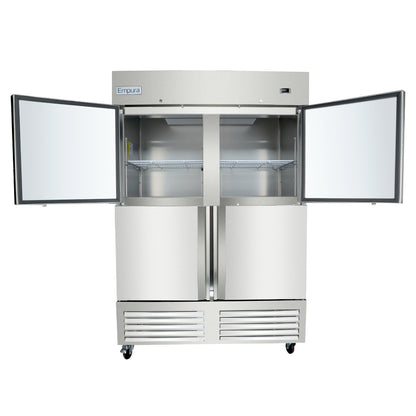 54" Commercial 2 Half Door Stainless Steel Reach-In Freezer