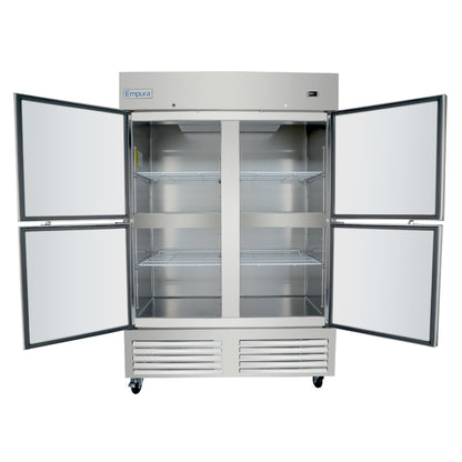 54" Commercial 2 Half Door Stainless Steel Reach-In Freezer