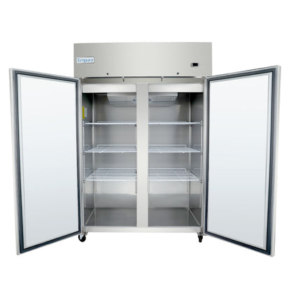 54" Commercial Stainless Steel 2 Door Reach-In Freezer