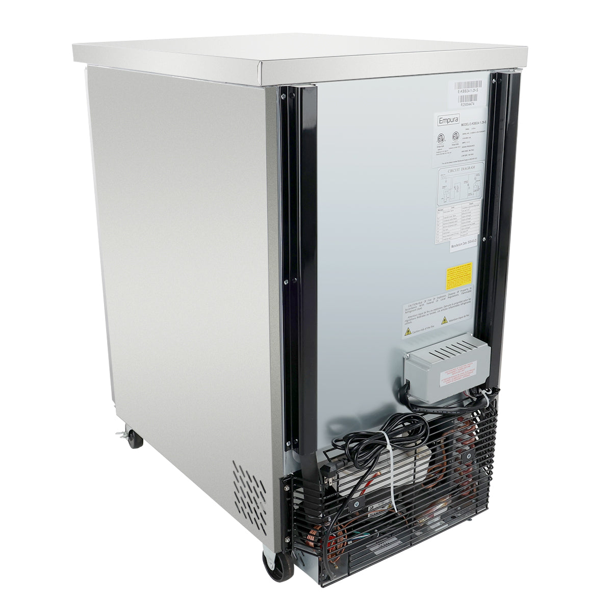 24" x 32" Swing Solid Door Stainless Steel Commercial Back Bar Refrigerator