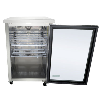 24" x 30" Swing Glass Door Stainless Steel Commercial Back Bar Refrigerator