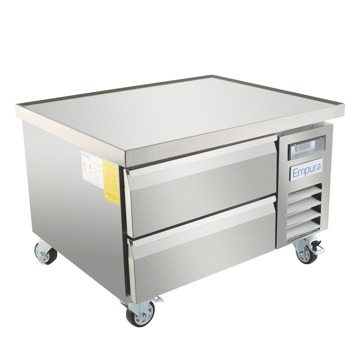 38" 2 Drawer Refrigerated Commercial Chef Base - 6" Depth Pan