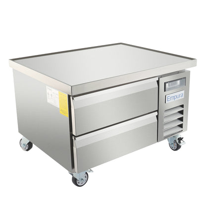 38" 2 Drawer Refrigerated Commercial Chef Base - 6" Depth Pan