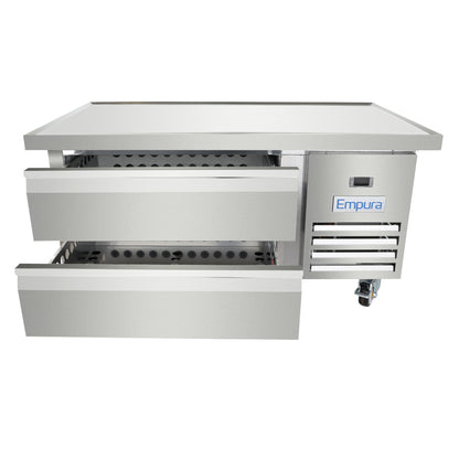 52" 2 Drawer Refrigerated Commercial Chef Base - 6" Depth Pan