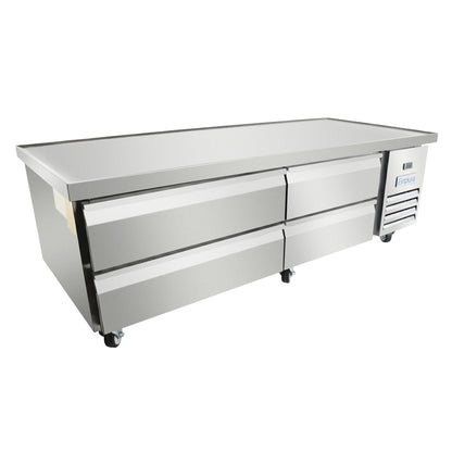 74" 4 Drawer Refrigerated Commercial Chef Base - 6" Depth Pan