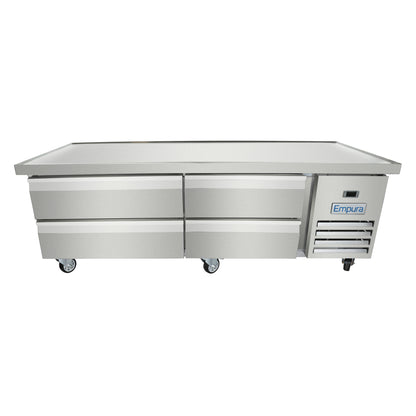 74" 4 Drawer Refrigerated Commercial Chef Base - 6" Depth Pan