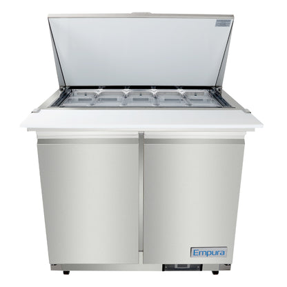 36" 2 Door Commercial Mega Top Refrigerated Sandwich and Salad Prep Table
