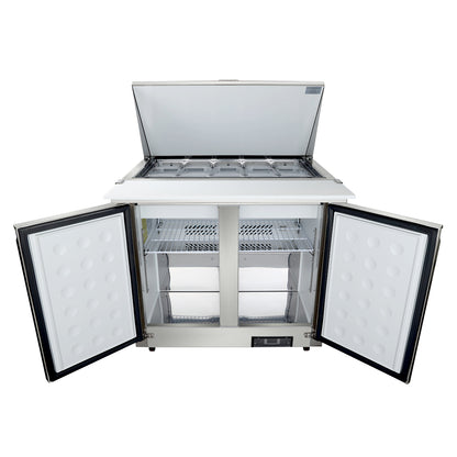 36" 2 Door Commercial Mega Top Refrigerated Sandwich and Salad Prep Table