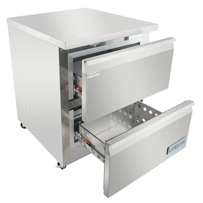 28" Two Drawer Commercial Undercounter Reach-In Refrigerator