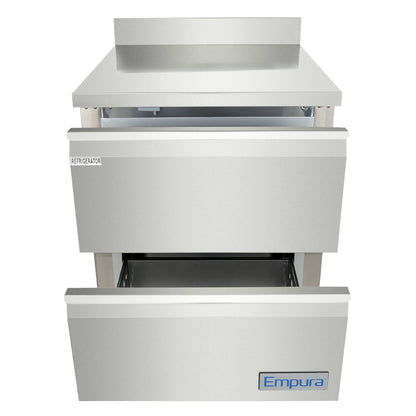 28" Two Drawer Commercial Undercounter Reach-In Refrigerator with Backsplash