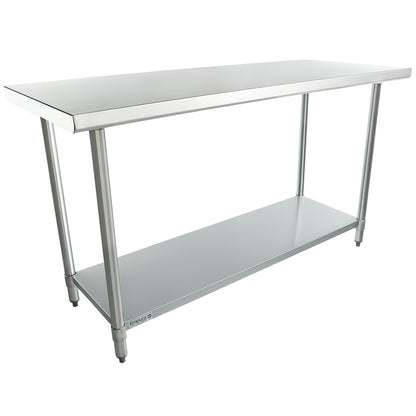 60" x 24" Standard Duty Work Table 18 Gauge 304 Stainless Steel with Galvanized Legs and Undershelf, NSF Work Table, 54" - 62", Stainless Steel Top Empura