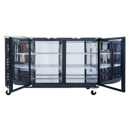 69" x 28" Swing Solid Door Powder Coated Black Stainless Steel Commercial Back Bar Refrigerator Back Bar Cabinet, Refrigerated Empura