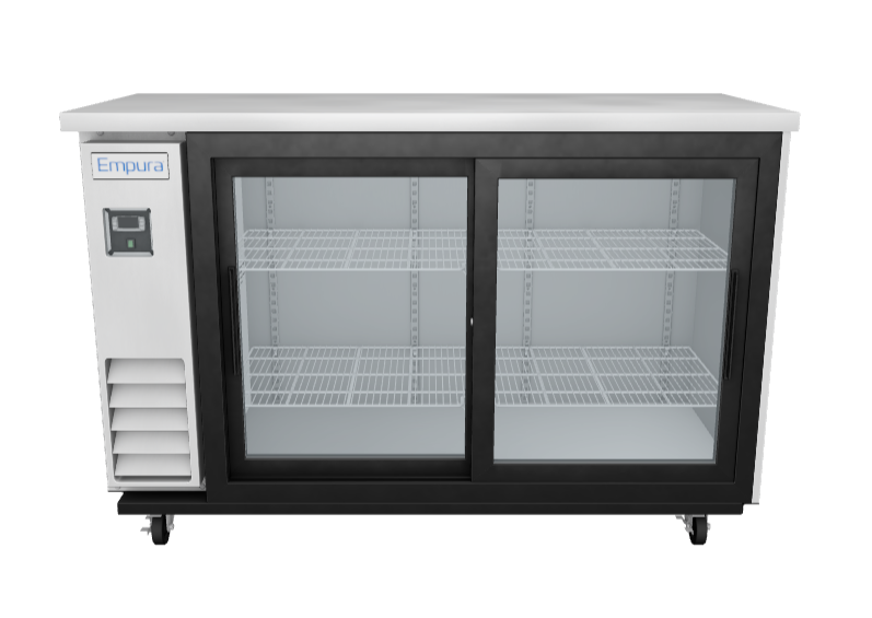 E-KBB60-2G-24SD-S Refrigerated Back Bar Cabinet 3D View