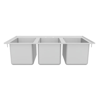 10" x 14" x 10" 16 Gauge Stainless Steel Commercial Three Compartment Drop-In Sink, NSF