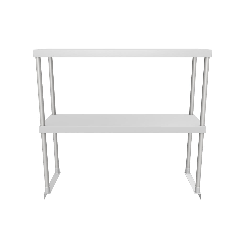 Commercial Double Deck Overshelf, 36" x 12" x 32", 18 Gauge Stainless Steel, Table-Mounted, NSF