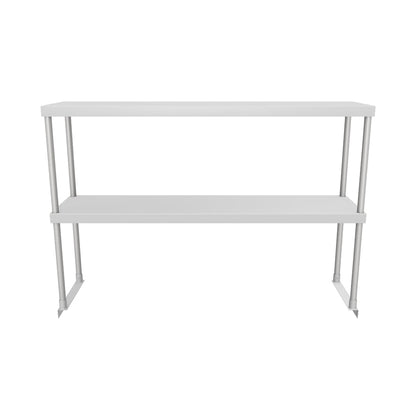 Commercial Double Deck Overshelf, 48" x 12" x 32", 18 Gauge Stainless Steel, Table-Mounted, NSF