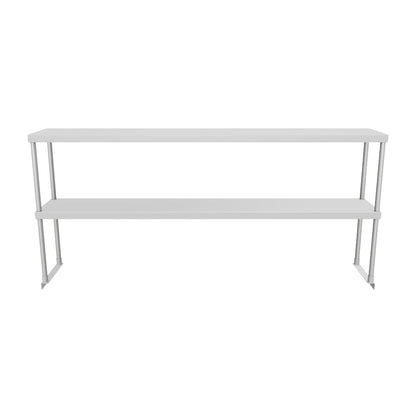 Commercial Double Deck Overshelf, 72" x 12" x 32", 18 Gauge Stainless Steel, Table-Mounted, NSF