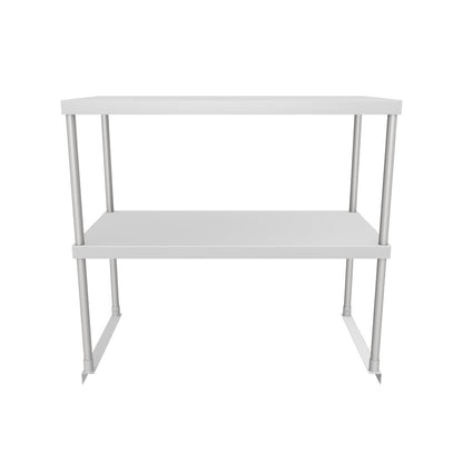 Commercial Double Deck Overshelf, 36" x 18" x 32", 18 Gauge Stainless Steel, Table-Mounted, NSF