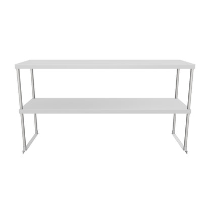 Commercial Double Deck Overshelf, 60" x 18" x 32", 18 Gauge Stainless Steel, Table-Mounted, NSF