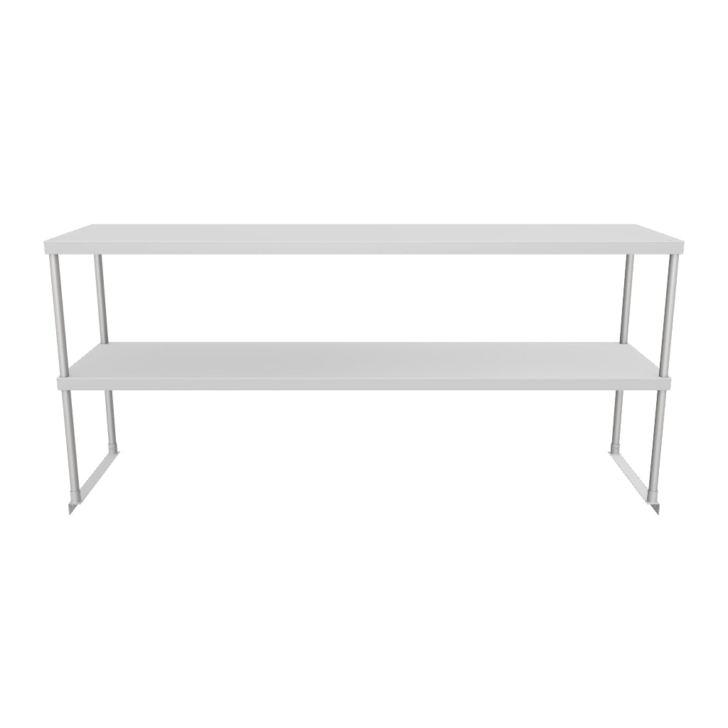 Commercial Double Deck Overshelf, 72" x 18" x 32", 18 Gauge Stainless Steel, Table-Mounted, NSF