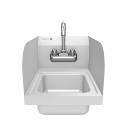 12" Wall Mounted Commercial 20 Gauge Stainless Hand Sink with Gooseneck Faucet and Side Splashes, NSF