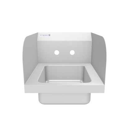 14" Wall Mounted Commercial 20 Gauge Stainless Hand Sink with Gooseneck Faucet Wrist Handles and Side Splashes, NSF