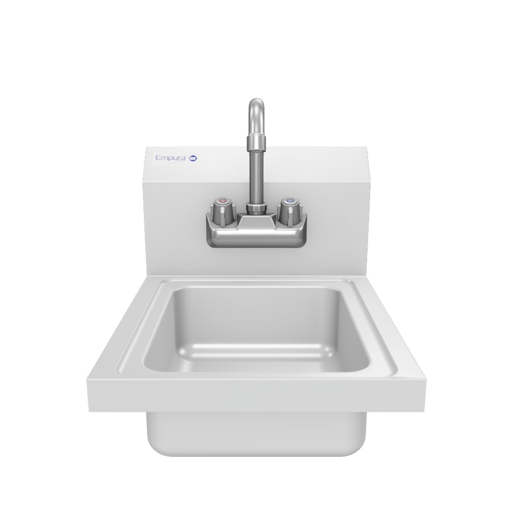 14" Wall Mounted Commercial 20 Gauge Stainless Hand Sink with Gooseneck Faucet, NSF