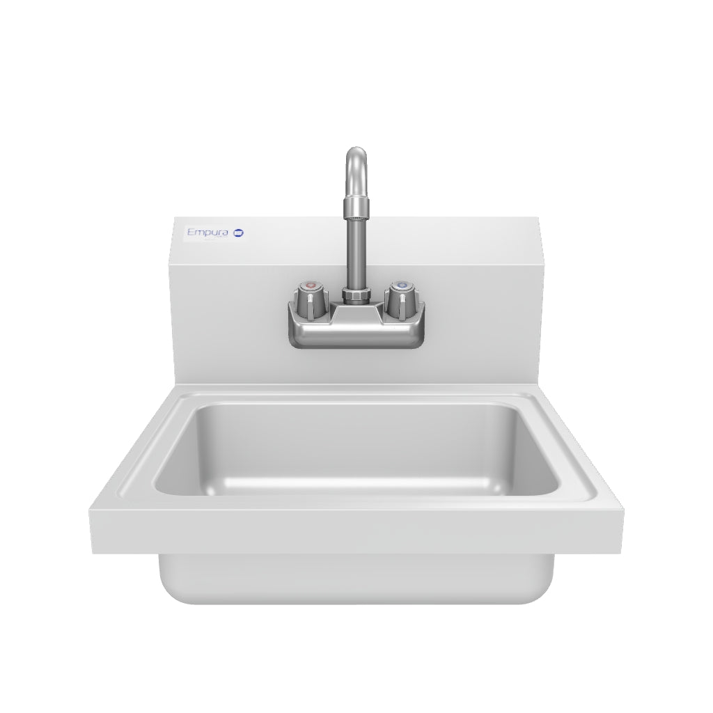 17" Wall Mounted Commercial 20 Gauge Stainless Hand Sink with Gooseneck Faucet, NSF
