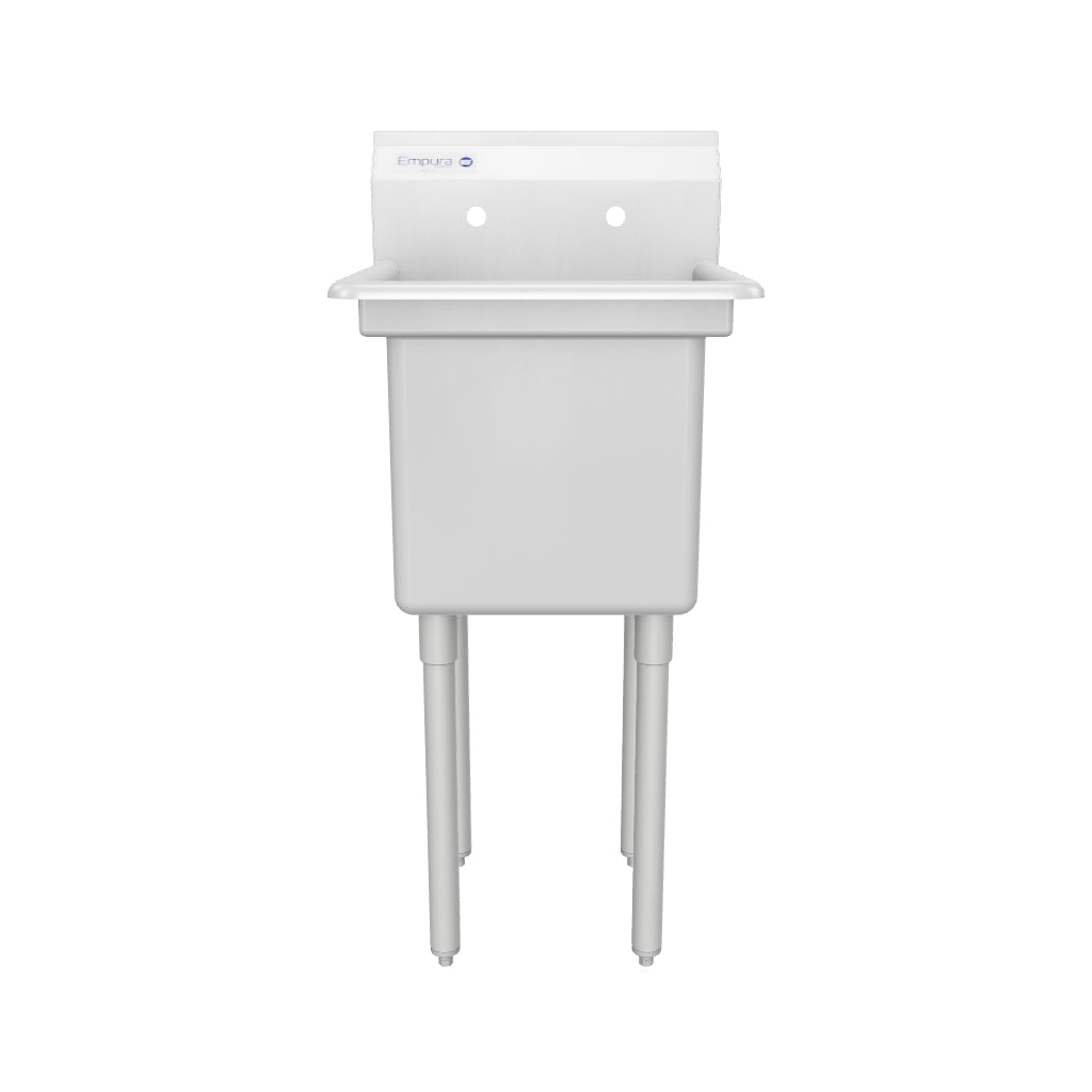 23" 18 Gauge Stainless Steel One Compartment Standard Duty Sink with Galvanized Legs, without Drainboard - 15" x 12" x 15" Bowl, NSF