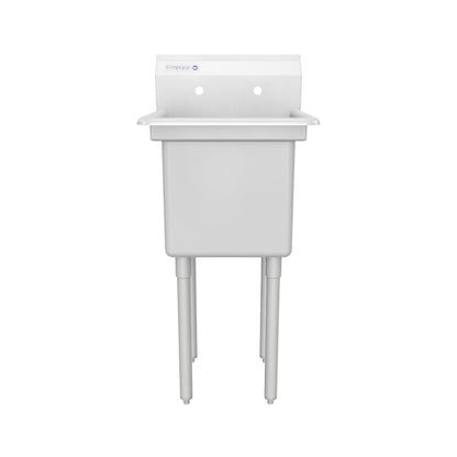 23" 18 Gauge Stainless Steel One Compartment Standard Duty Sink with Galvanized Legs, without Drainboard - 15" x 12" x 15" Bowl, NSF