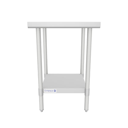 24" x 24" Economy Duty Work Table 18 Gauge 430 Stainless Steel with Galvanized Legs and Undershelf, NSF