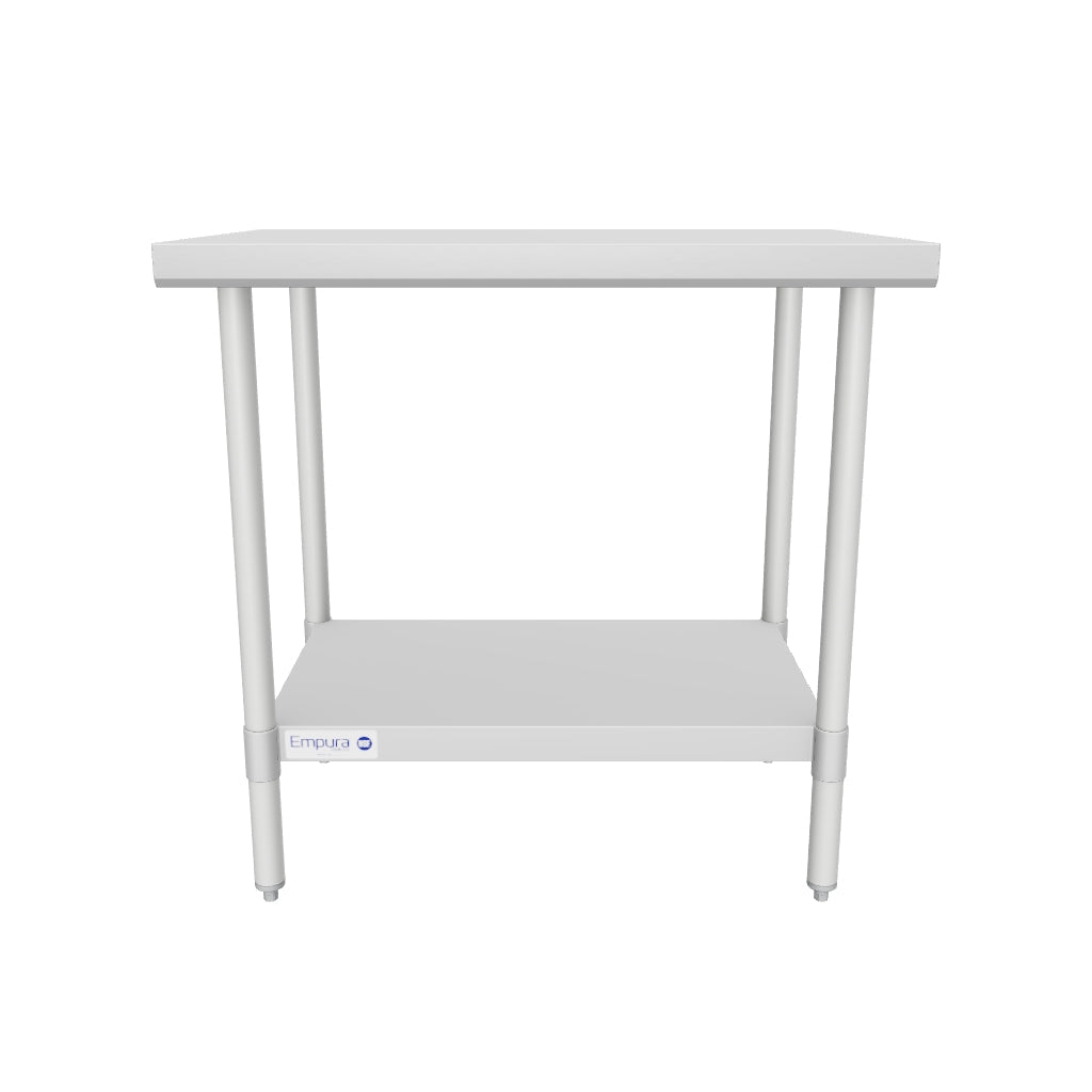 36" x 24" Economy Duty Work Table 18 Gauge 430 Stainless Steel with Galvanized Legs and Undershelf, NSF