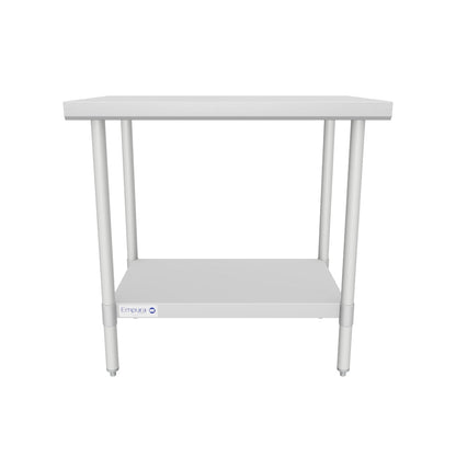 36" x 24" Economy Duty Work Table 18 Gauge 430 Stainless Steel with Galvanized Legs and Undershelf, NSF