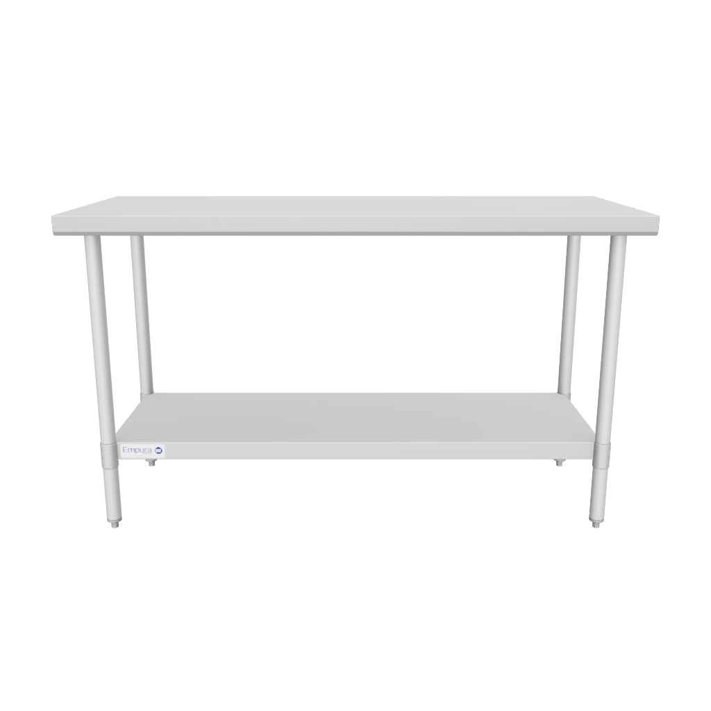 60" x 24" Economy Duty Work Table 18 Gauge 430 Stainless Steel with Galvanized Legs and Undershelf, NSF