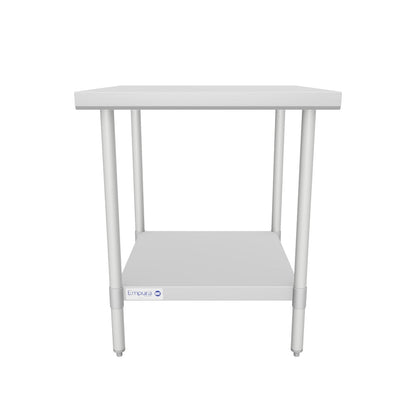 30" x 30" Economy Duty Work Table 18 Gauge 430 Stainless Steel with Galvanized Legs and Undershelf, NSF