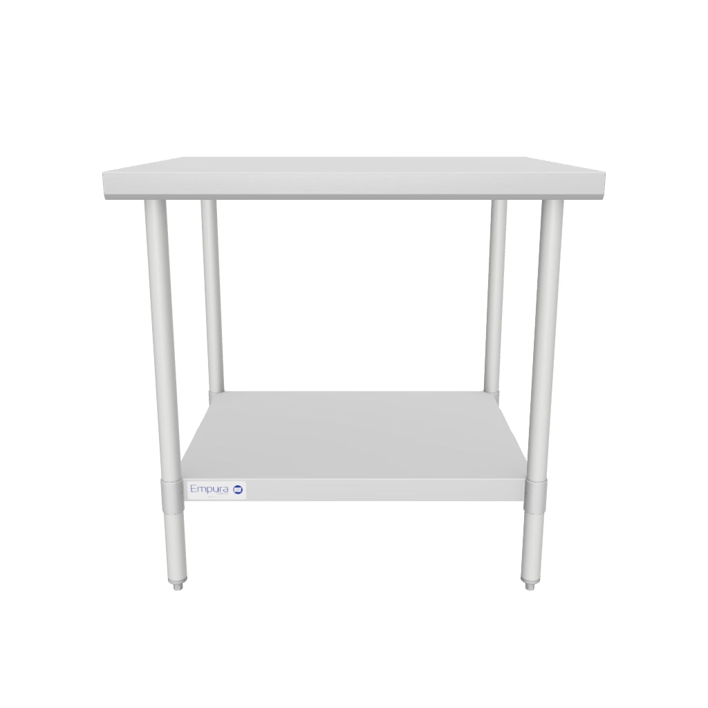 36" x 30" Economy Duty Work Table 18 Gauge 430 Stainless Steel with Galvanized Legs and Undershelf, NSF