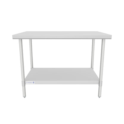 48" x 30" Economy Duty Work Table 18 Gauge 430 Stainless Steel with Galvanized Legs and Undershelf, NSF