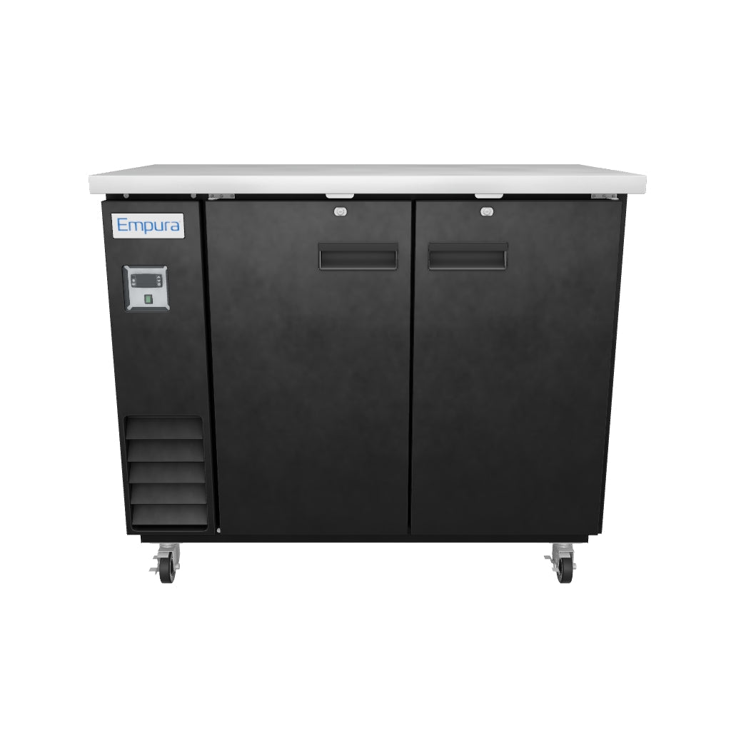 49" x 24" Swing Solid Door Powder Coated Black Stainless Steel Commercial Back Bar Refrigerator