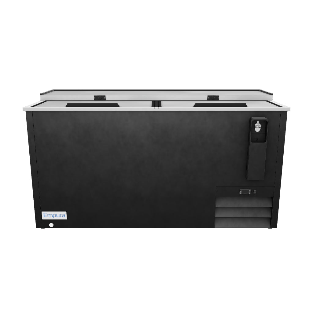 64" Powder Coated Black Stainless Steel Commercial Horizontal Bottle Cooler