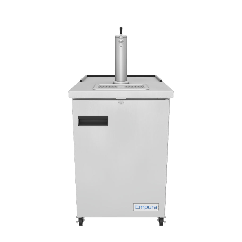 24" Single Tap Commercial Kegerator Beer Dispenser - Stainless Steel, Holds (1) 1/2 Keg
