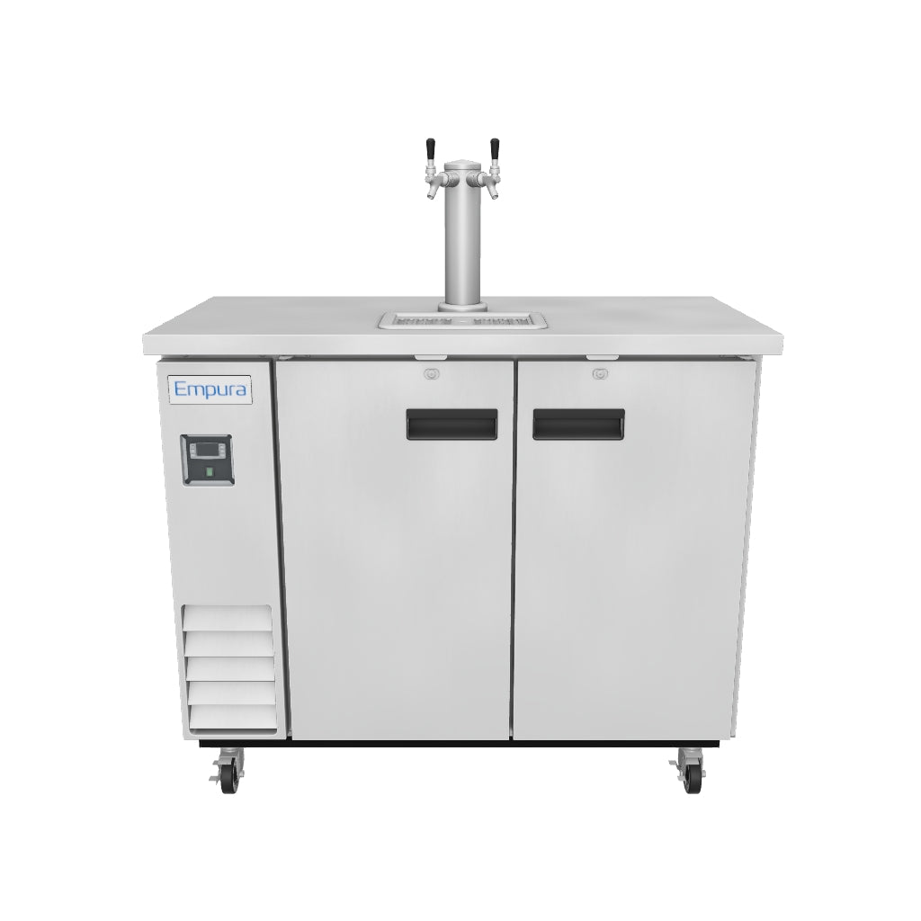 49" Double Tap Commercial Kegerator Beer Dispenser - Stainless Steel, Holds (2) 1/2 Kegs