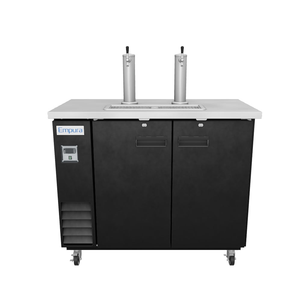 61" Dual Single Tap Commercial Kegerator Beer Dispenser - Black Powder-Coated Steel, Holds (2) 1/2 Kegs