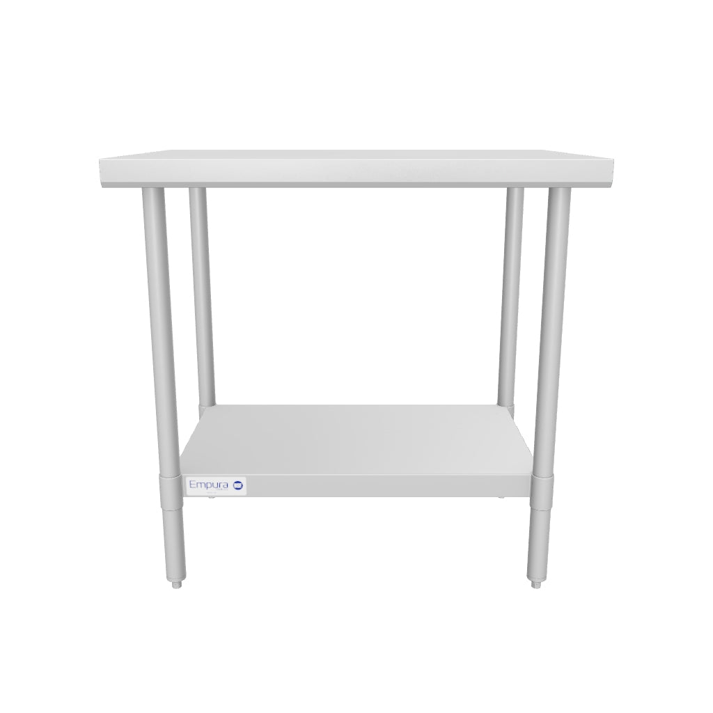 36" x 24" Super Duty Work Table 16 Gauge 304 Stainless Steel with Stainless Steel Legs and Undershelf, NSF