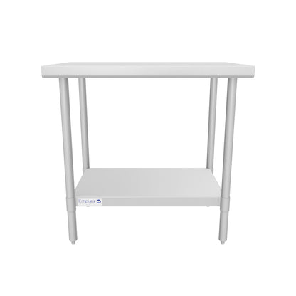 36" x 24" Super Duty Work Table 16 Gauge 304 Stainless Steel with Stainless Steel Legs and Undershelf, NSF