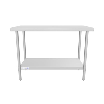 48" x 24" Super Duty Work Table 16 Gauge 304 Stainless Steel with Stainless Steel Legs and Undershelf, NSF